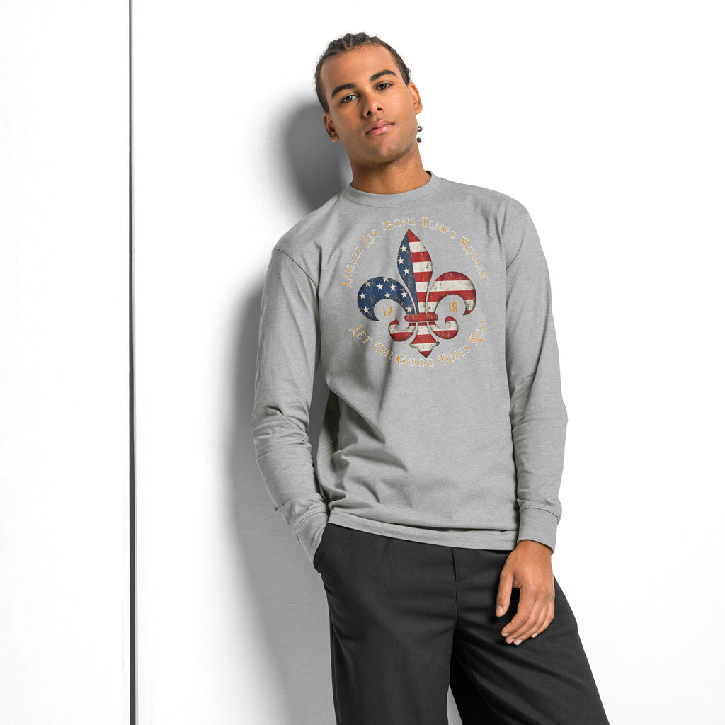 Good Times NOLA heavyweight long sleeve t-shirt — Carbon Grey — front