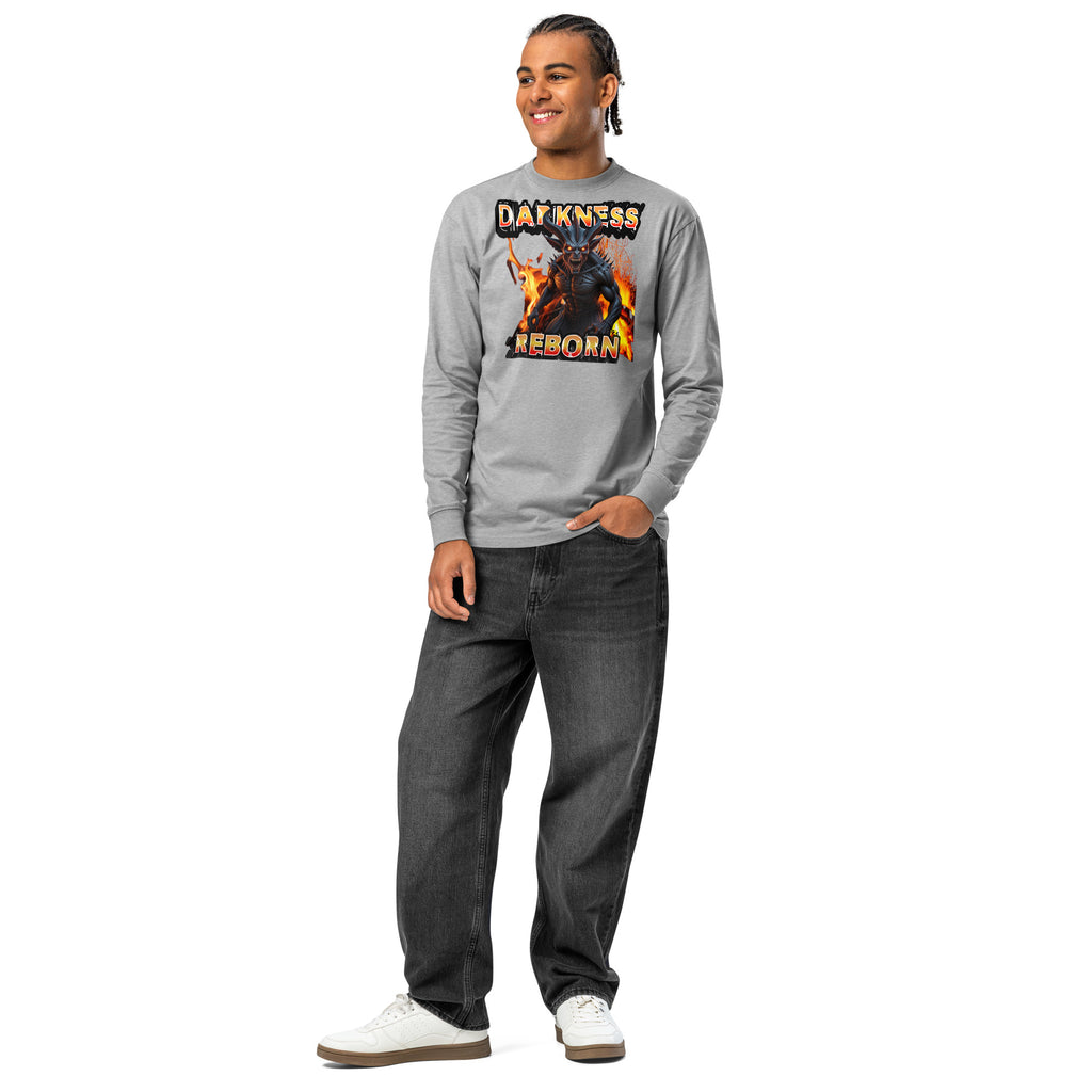 Hellfire Reborn Beast heavyweight long sleeve t-shirt — Carbon Grey — front