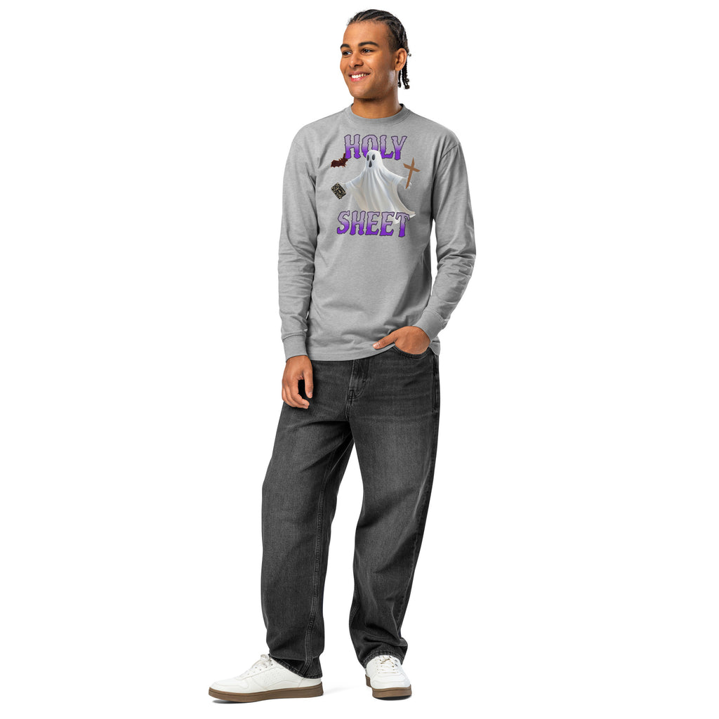 Holy Sheet heavyweight long sleeve t-shirt — Carbon Grey — front