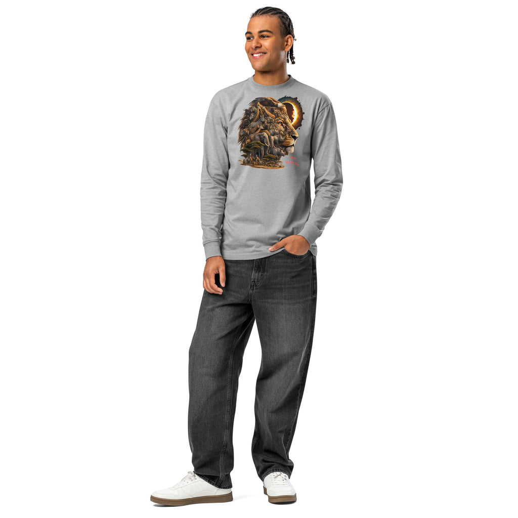 Illusions Lion heavyweight long sleeve t-shirt — Carbon Grey — front