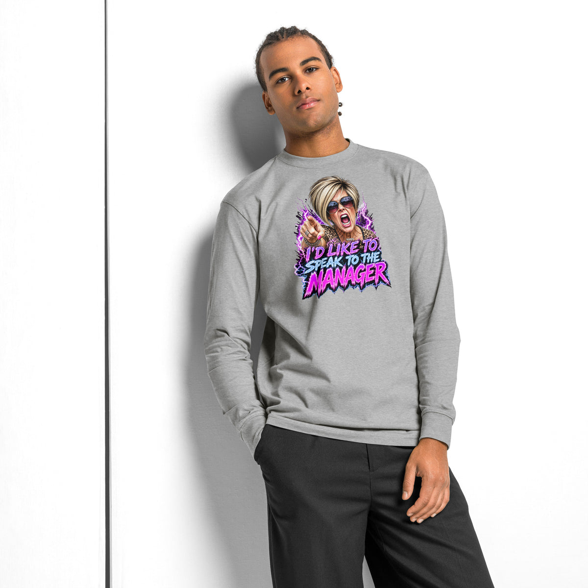 Karen heavyweight long sleeve t-shirt — Carbon Grey — front