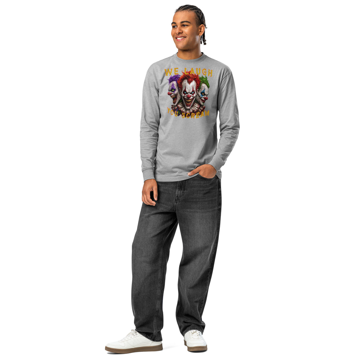 Killer Smiles heavyweight long sleeve t-shirt — Carbon Grey — front
