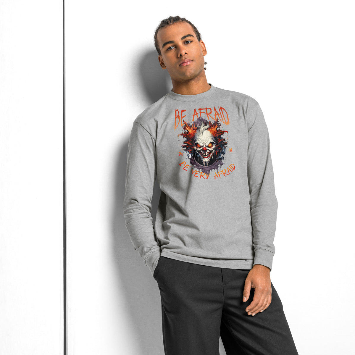 Mad Clown heavyweight long sleeve t-shirt — Carbon Grey — front