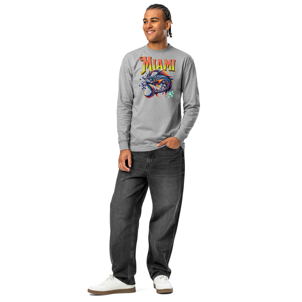 Miami Swordfish heavyweight long sleeve t-shirt — Carbon Grey — front