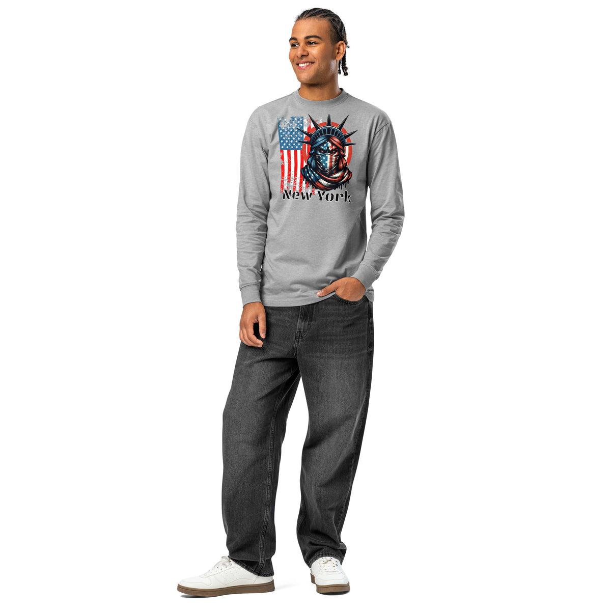 New York City heavyweight long sleeve t-shirt — Carbon Grey — front