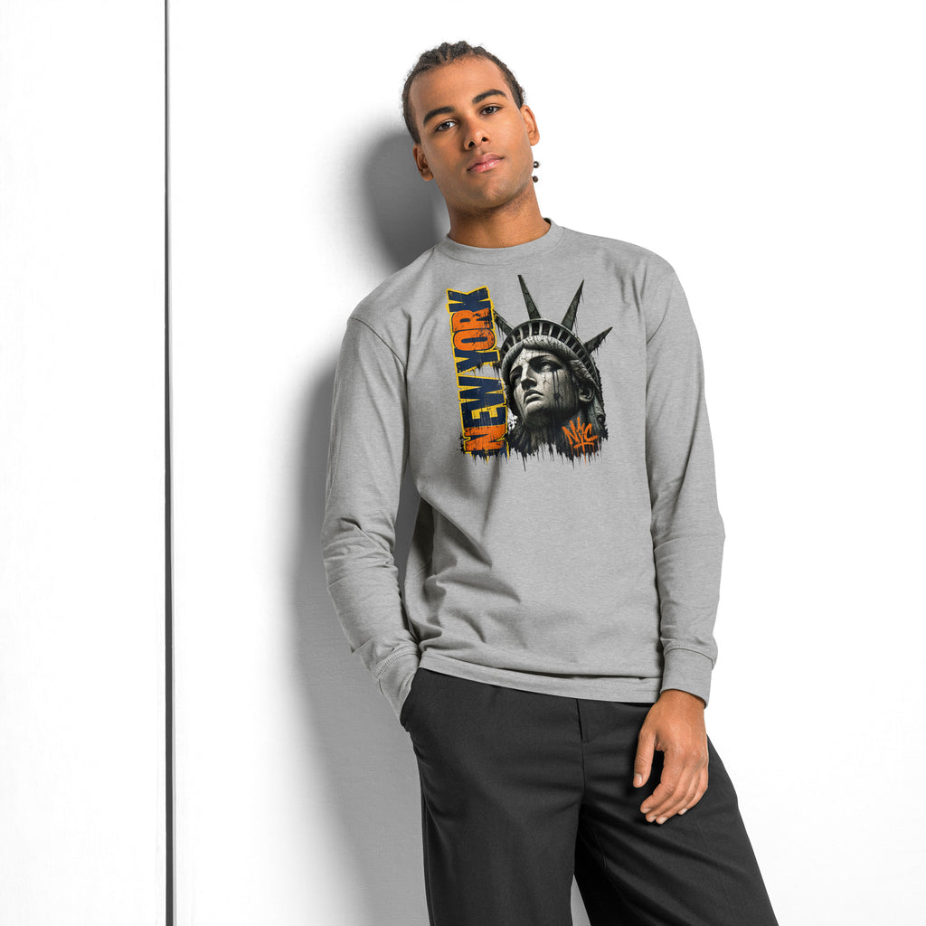 New York Grit heavyweight long sleeve t-shirt — Carbon Grey — front