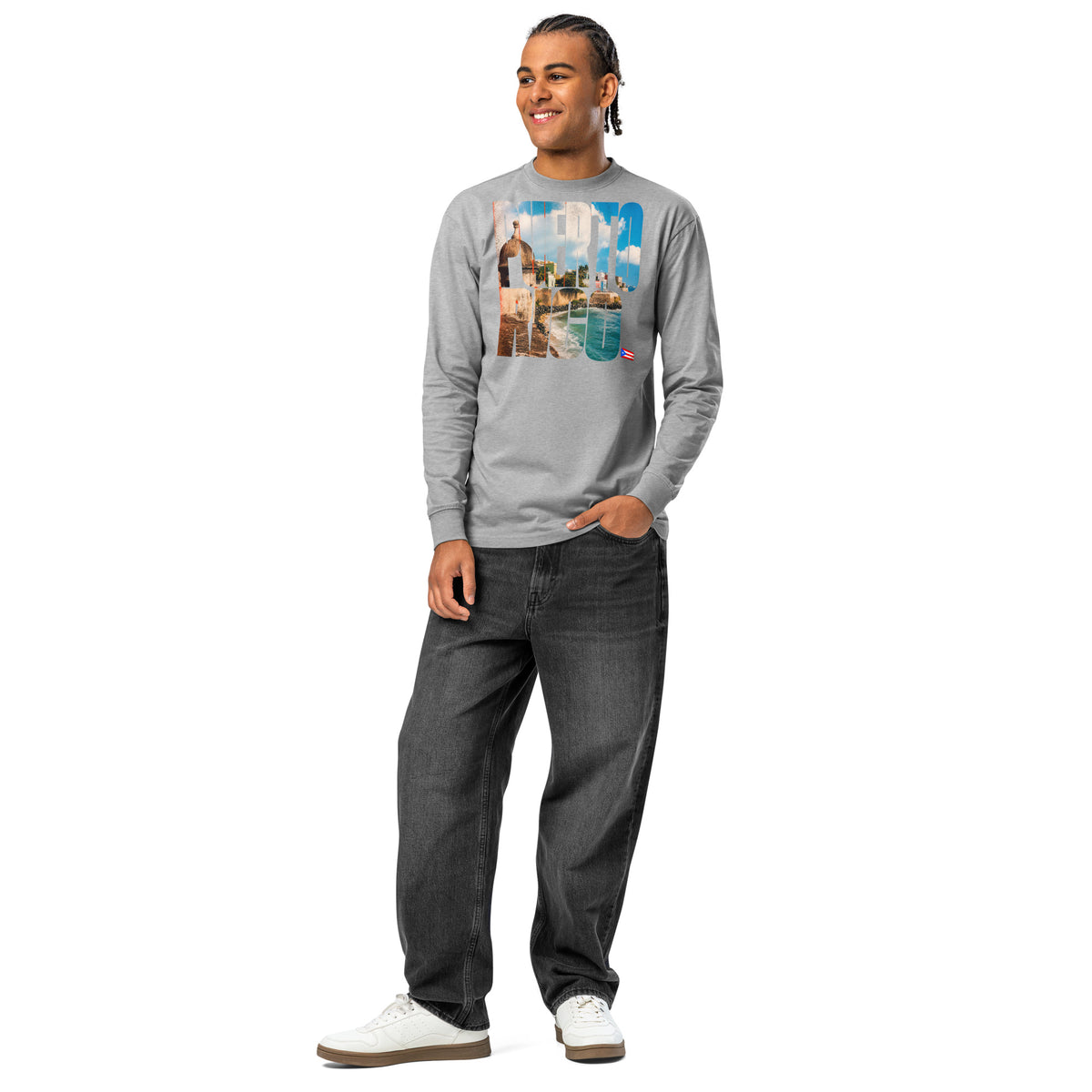 Puerto Rico heavyweight long sleeve t-shirt — Carbon Grey — front