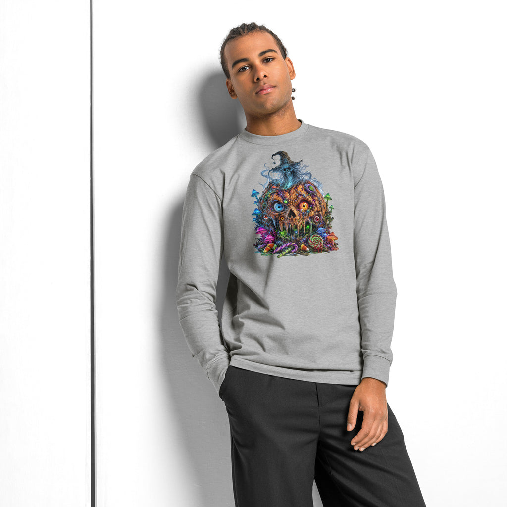 Pumpkin Horror heavyweight long sleeve t-shirt — Carbon Grey — front
