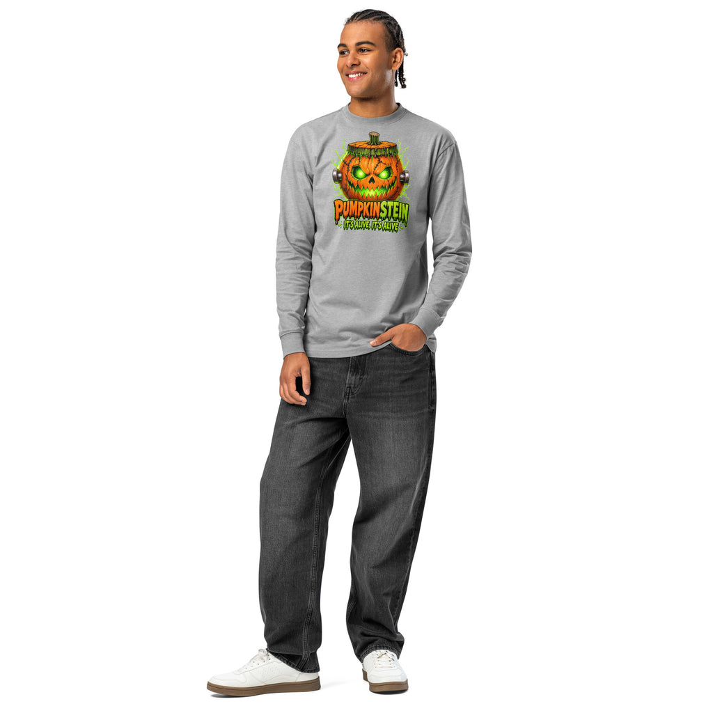 Pumpkinstein heavyweight long sleeve t-shirt — Carbon Grey — front