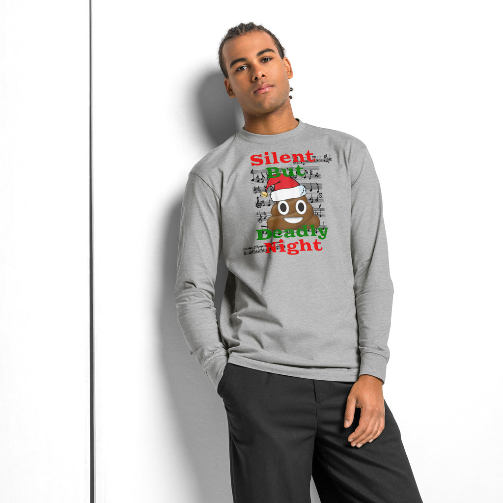 Silent Night heavyweight long sleeve t-shirt — Carbon Grey — front