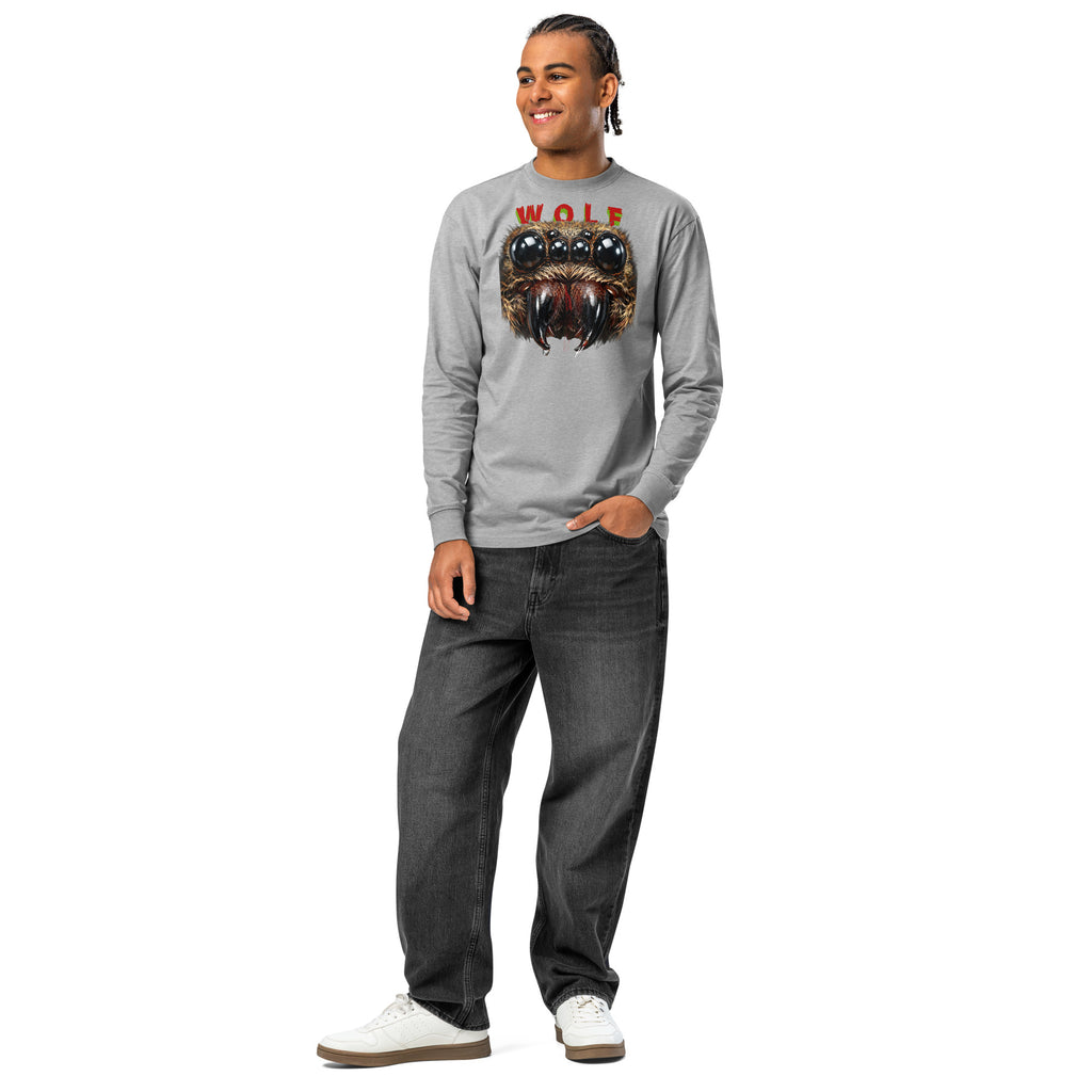 Spider Eyes heavyweight long sleeve t-shirt — Carbon Grey — front