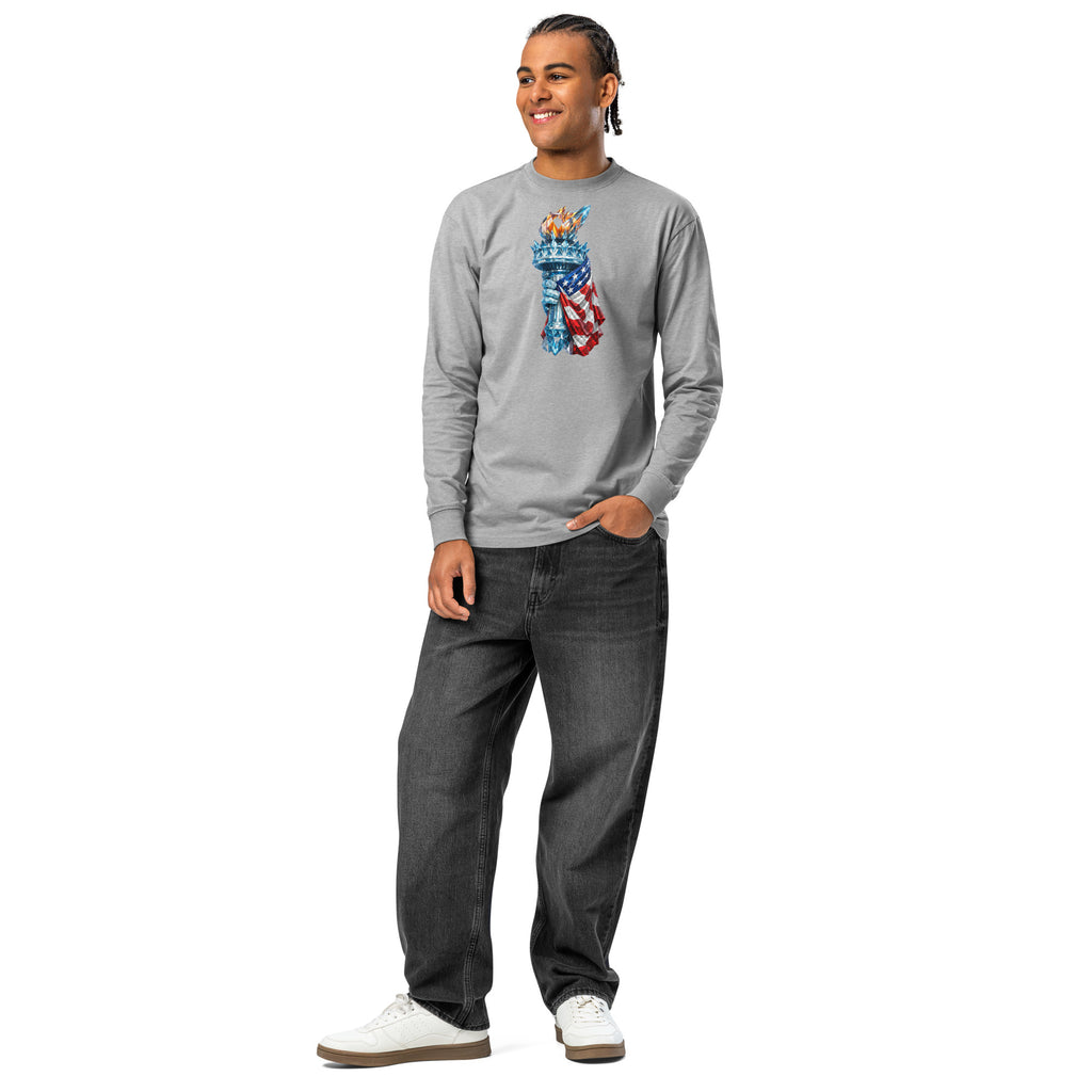 USA Liberty Ice Torch heavyweight long sleeve t-shirt — Carbon Grey — front