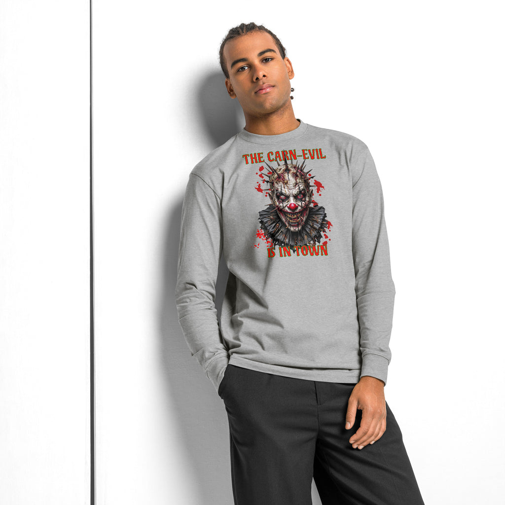 Undead Clown 2 heavyweight long sleeve t-shirt — Carbon Grey — front