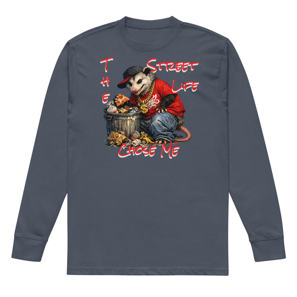 NY Possum Life heavyweight long sleeve t-shirt — Harbor Blue — front