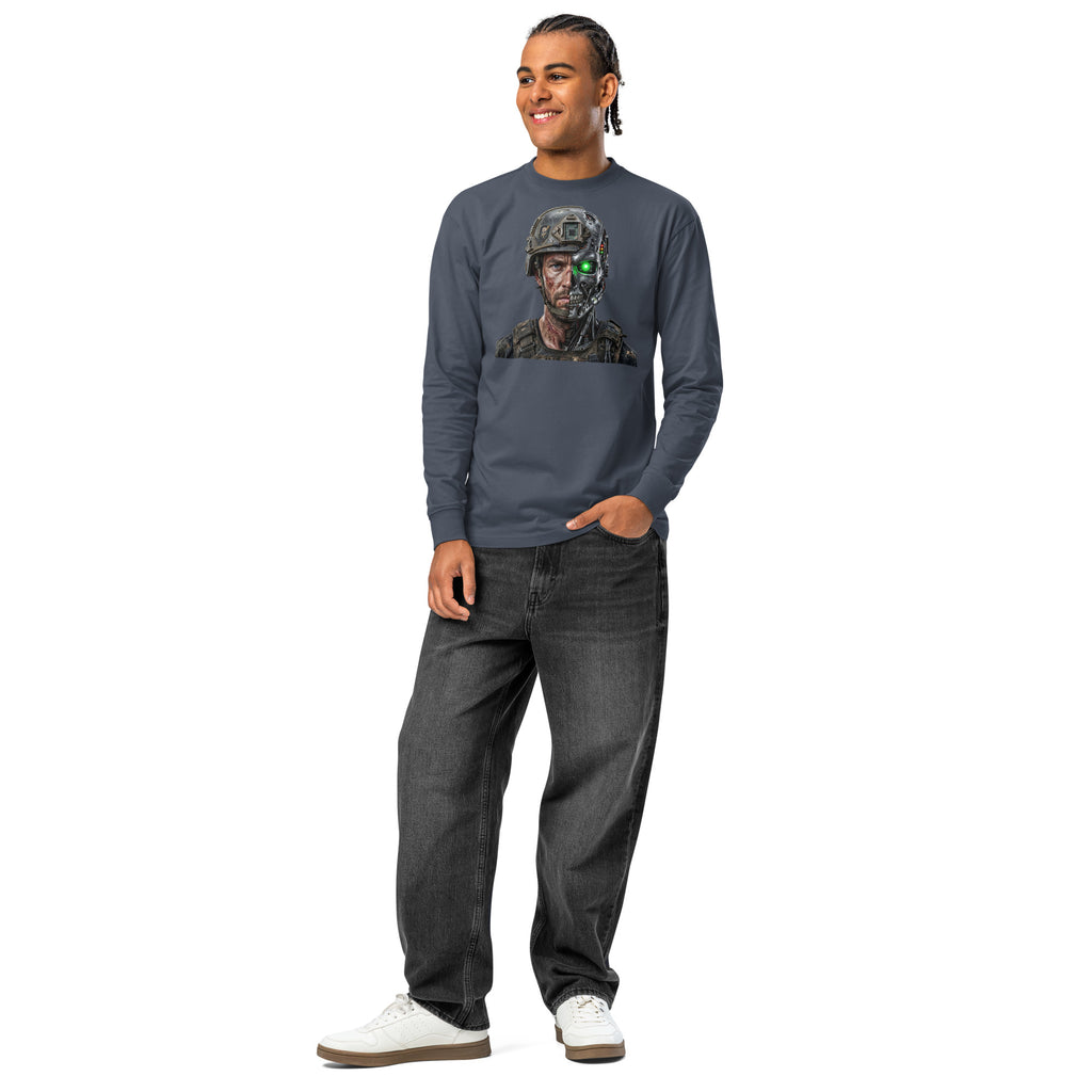 Borg Soldier heavyweight long sleeve t-shirt — Harbor Blue — front