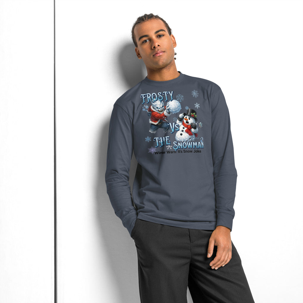 Frosty Vs The Snowman heavyweight long sleeve t-shirt — Harbor Blue — front