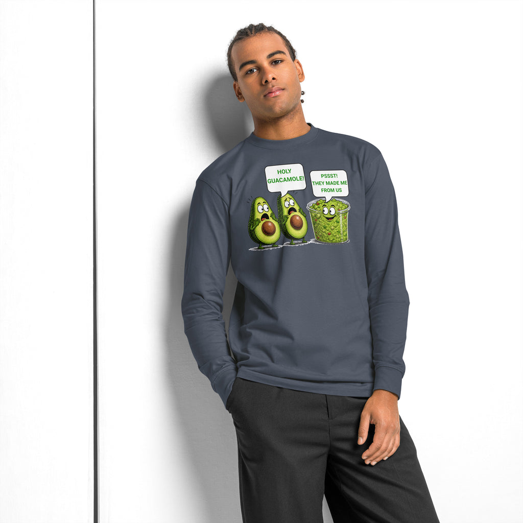Holy Guacamole heavyweight long sleeve t-shirt — Harbor Blue — front