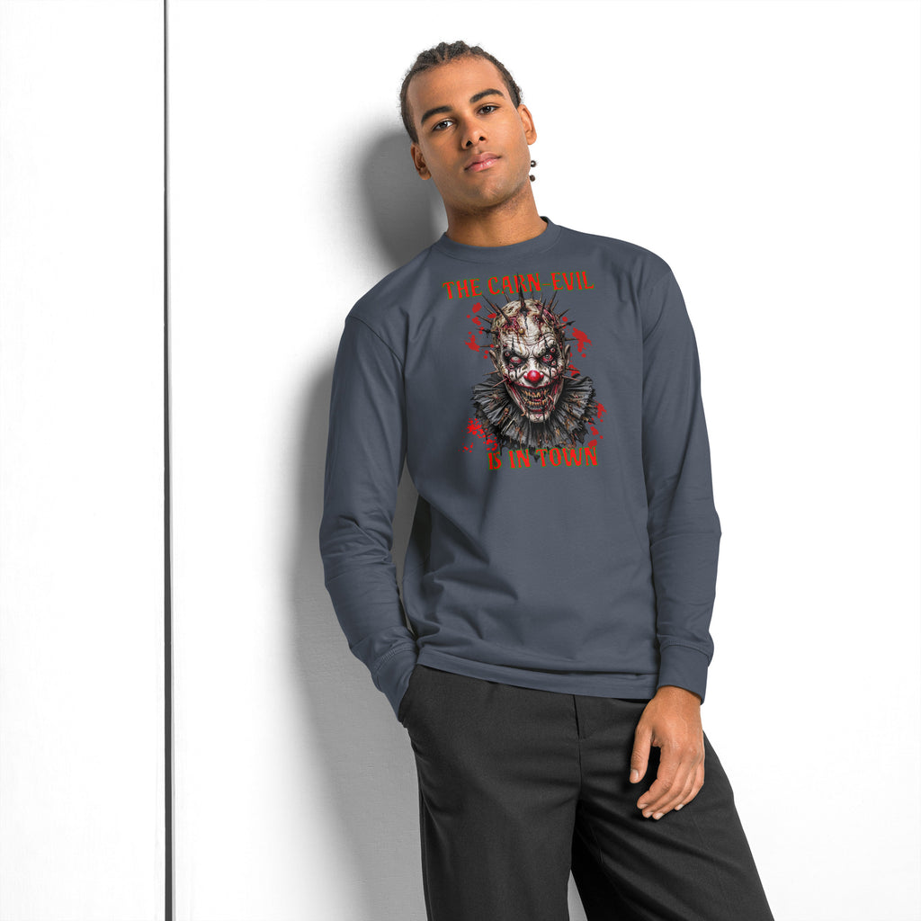 Undead Clown 2 heavyweight long sleeve t-shirt — Harbor Blue — front