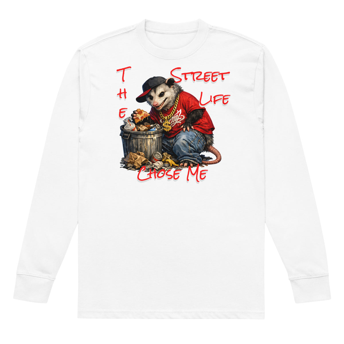 NY Possum Life heavyweight long sleeve t-shirt — White — front