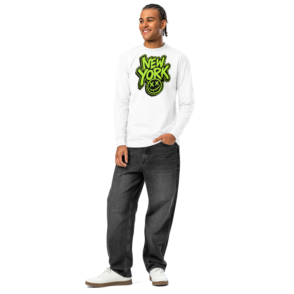 NY Smiles heavyweight long sleeve t-shirt — White — front