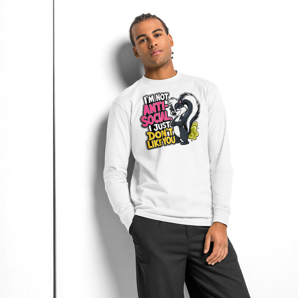 Anti Social Skunk heavyweight long sleeve t-shirt — White — front