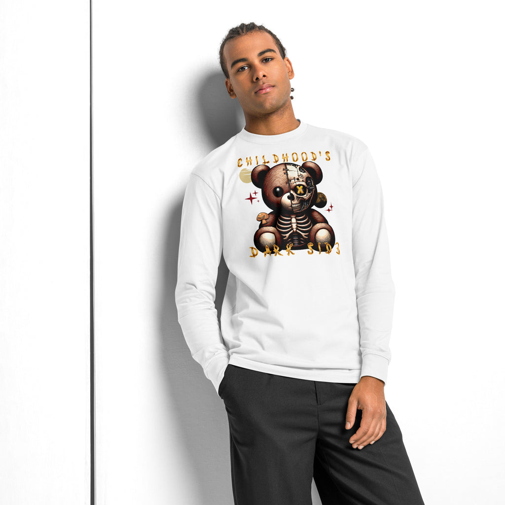 Childhood’s Dark Side Bear Series 0003 heavyweight long sleeve t-shirt — White — front