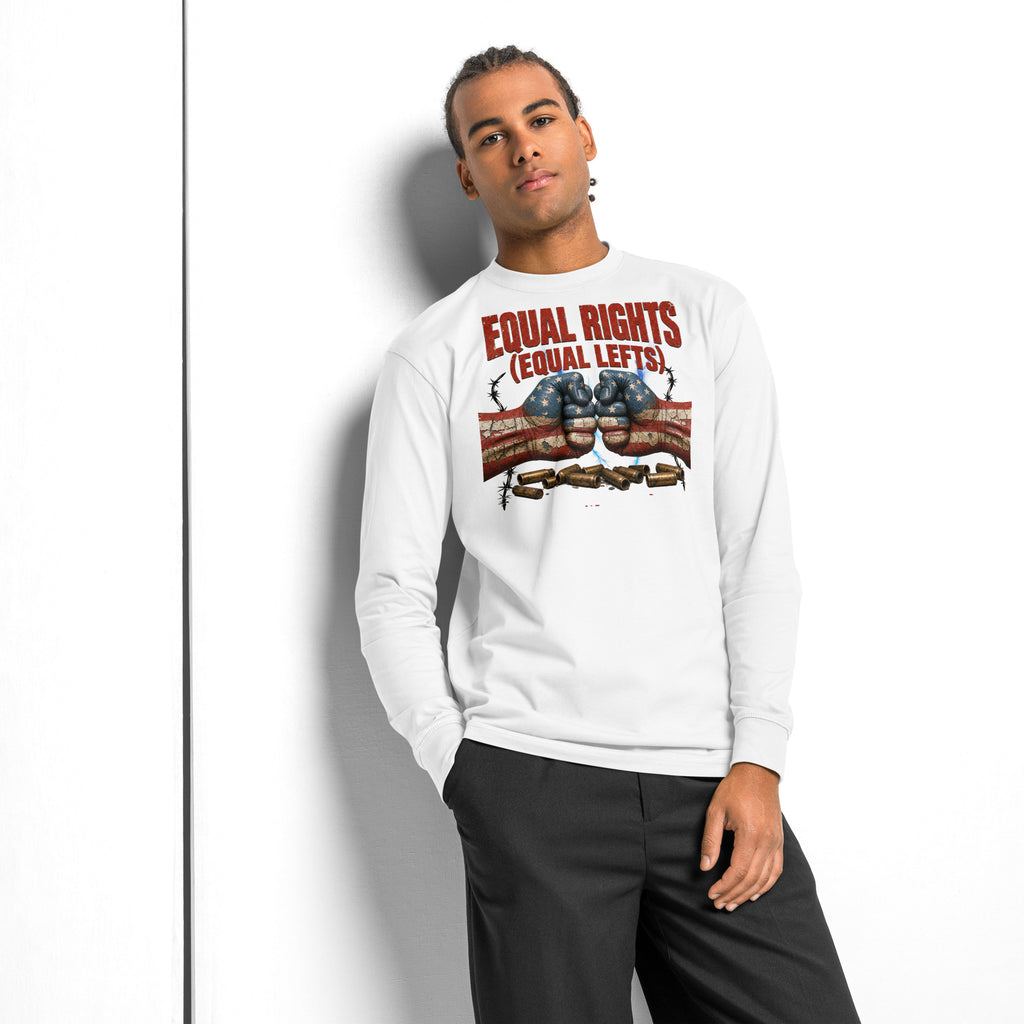 Equal Rights Equal Lefts heavyweight long sleeve t-shirt — White — front
