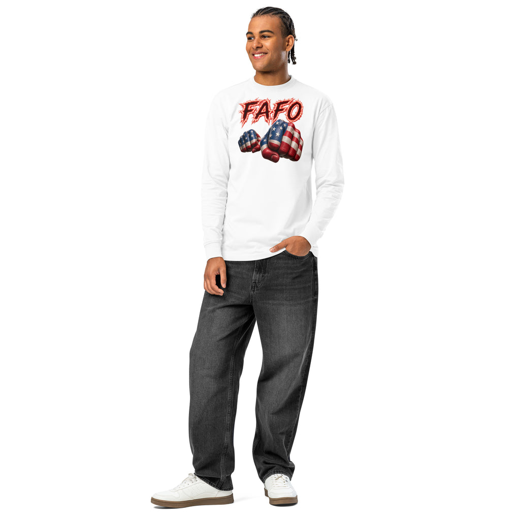 FAFO Fist heavyweight long sleeve t-shirt — White — front