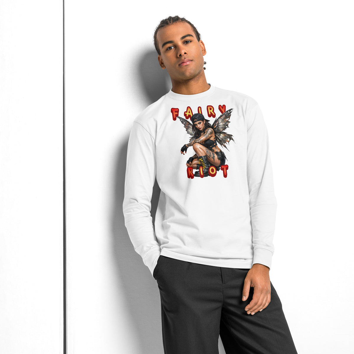 Fairy Riot heavyweight long sleeve t-shirt — White — front
