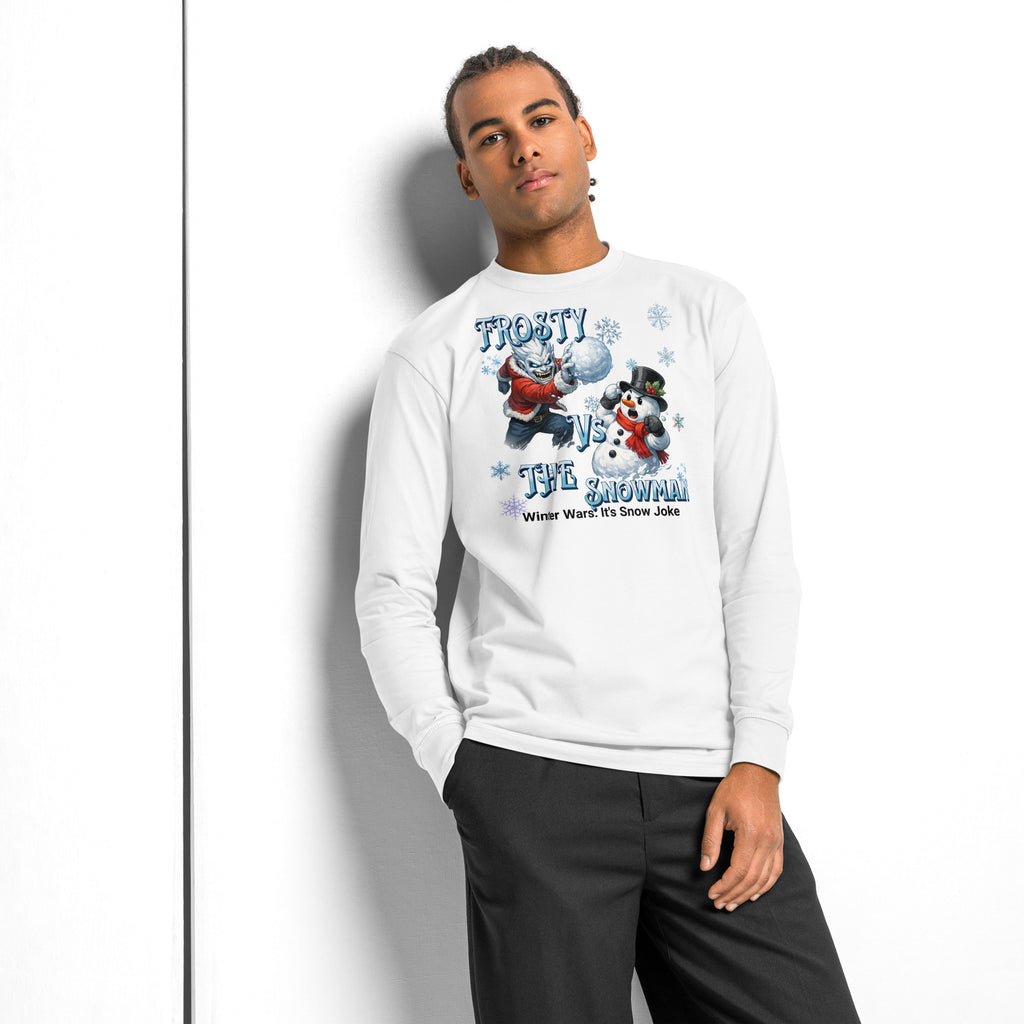 Frosty Vs The Snowman heavyweight long sleeve t-shirt — White — front