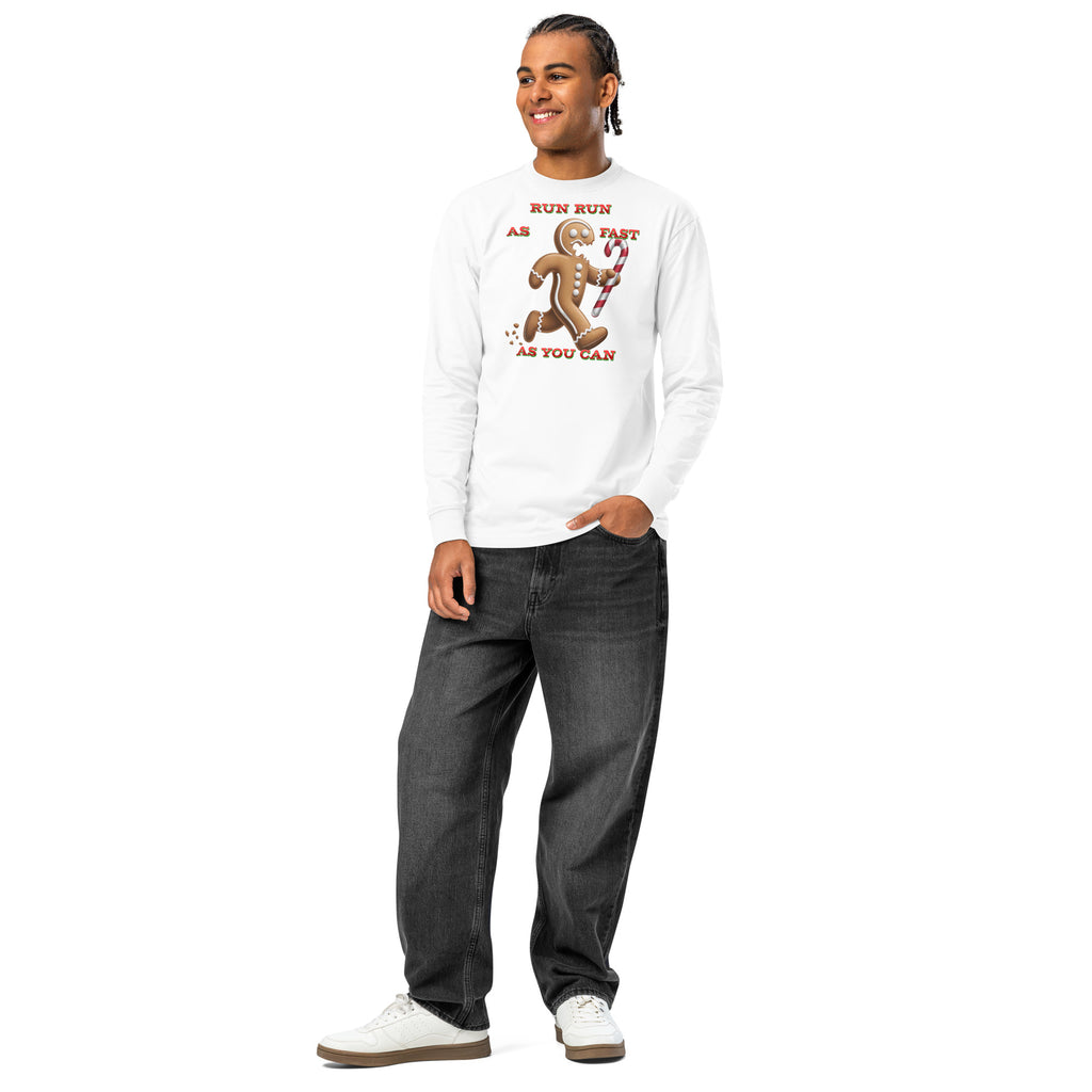Gingerbread Man heavyweight long sleeve t-shirt — White — front