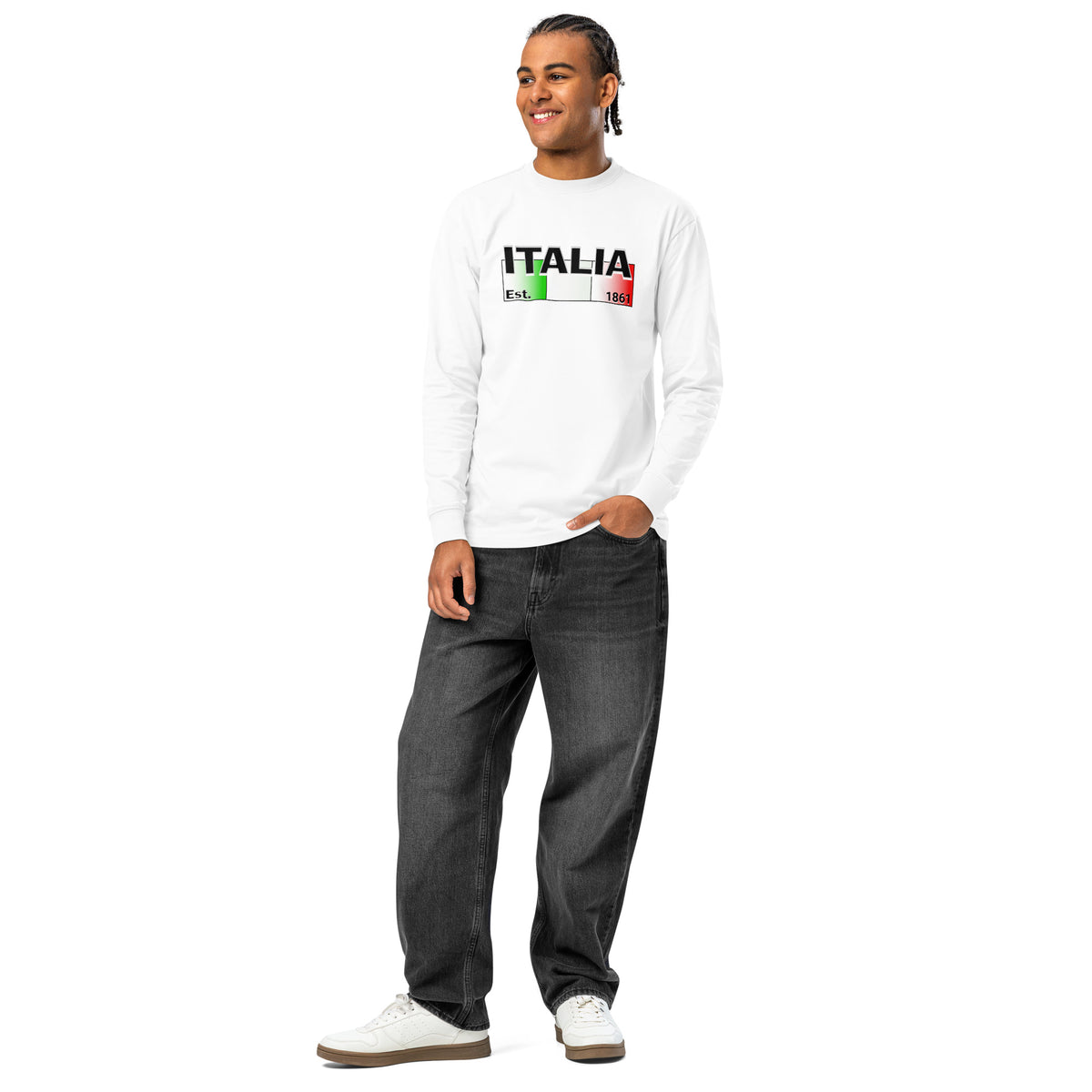 Italy heavyweight long sleeve t-shirt — White — front