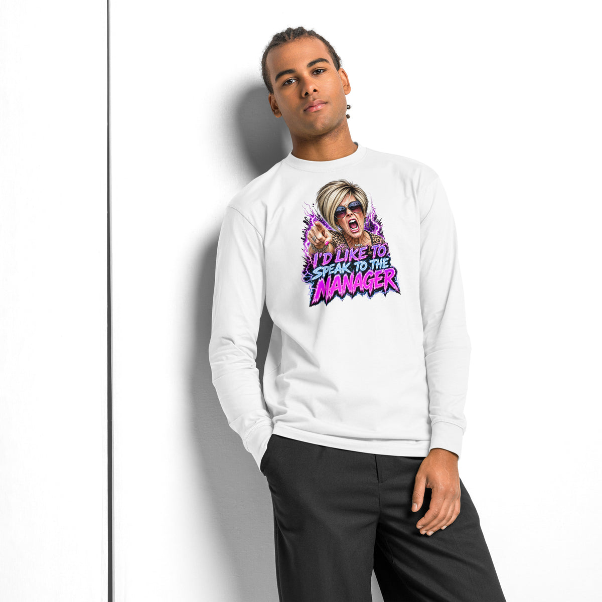 Karen heavyweight long sleeve t-shirt — White — front