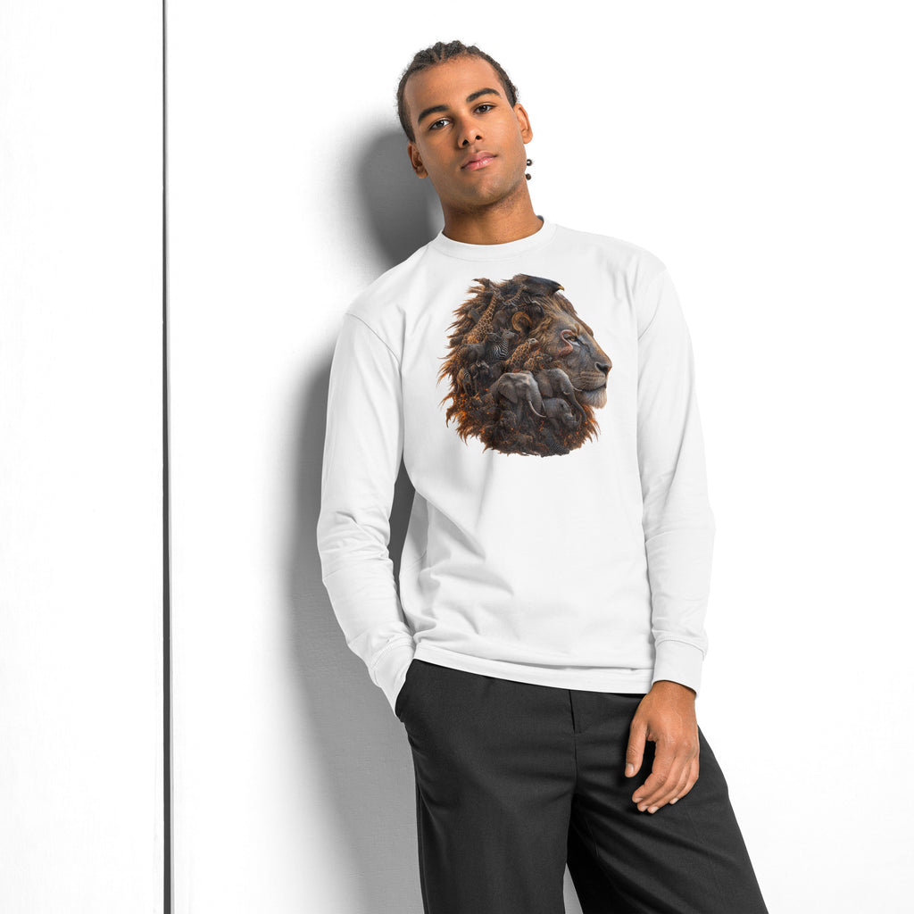 King of the Savanna heavyweight long sleeve t-shirt — White — front