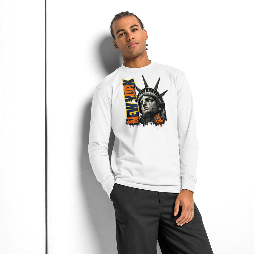 New York Grit heavyweight long sleeve t-shirt — White — front