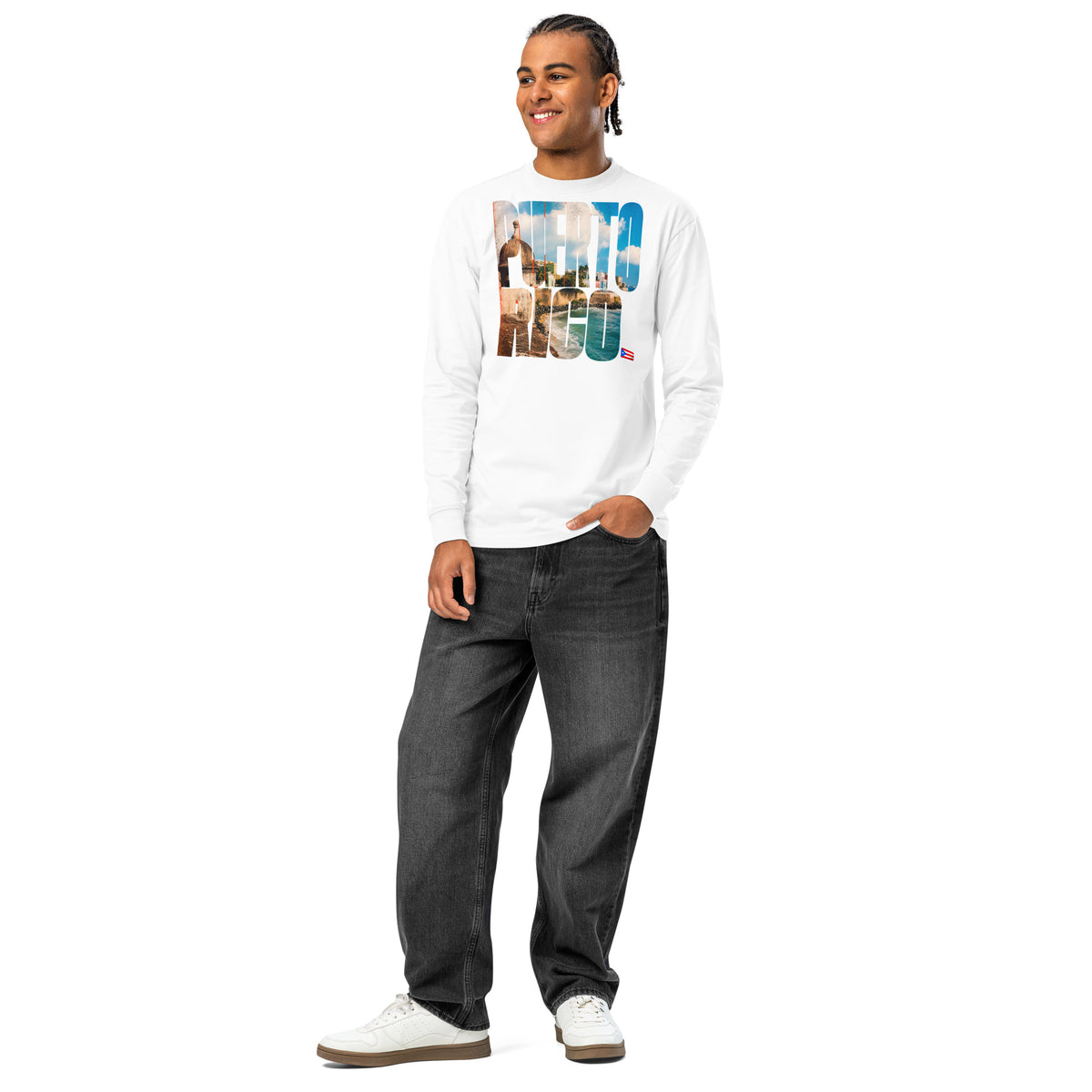 Puerto Rico heavyweight long sleeve t-shirt — White — front