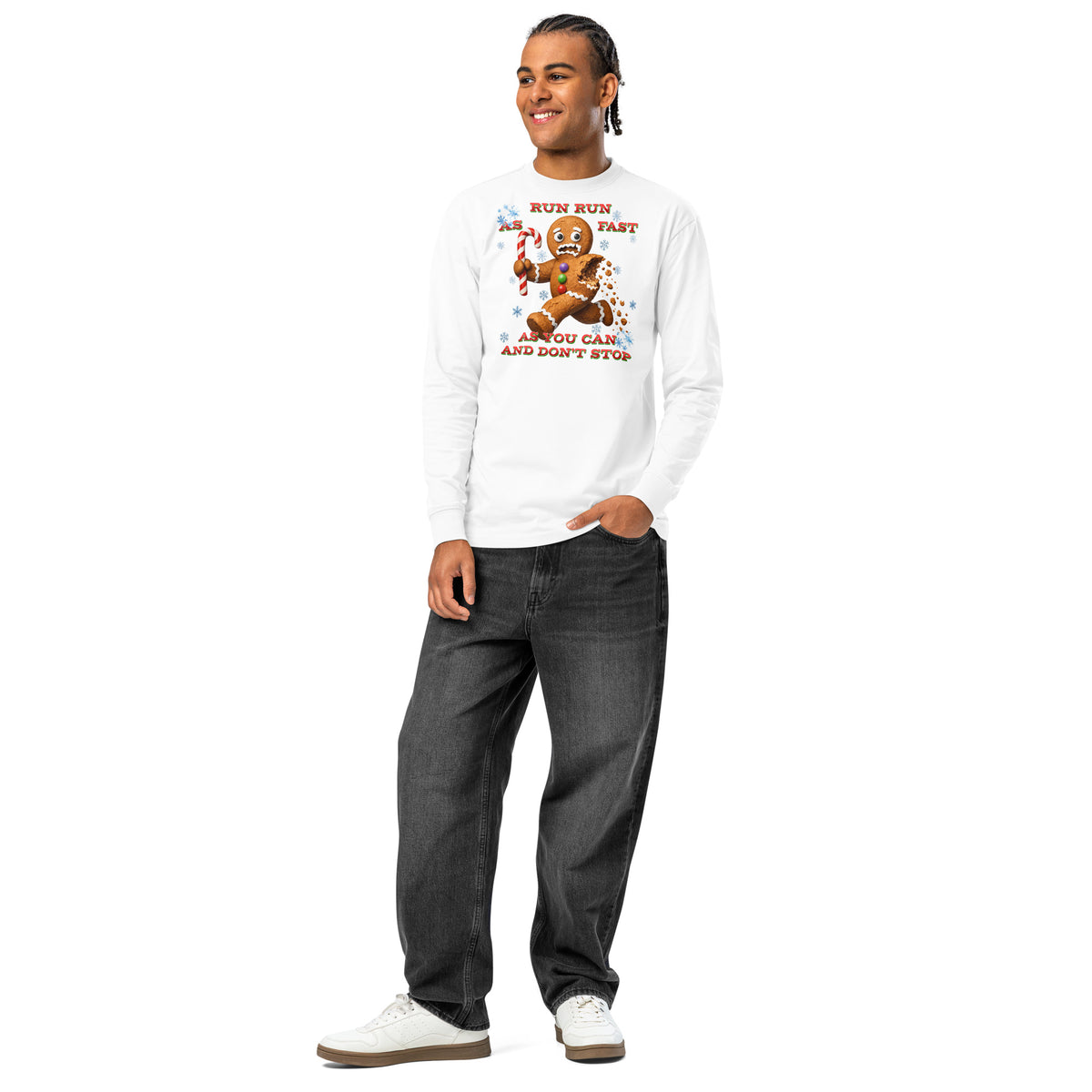 Run Run heavyweight long sleeve t-shirt — White — front