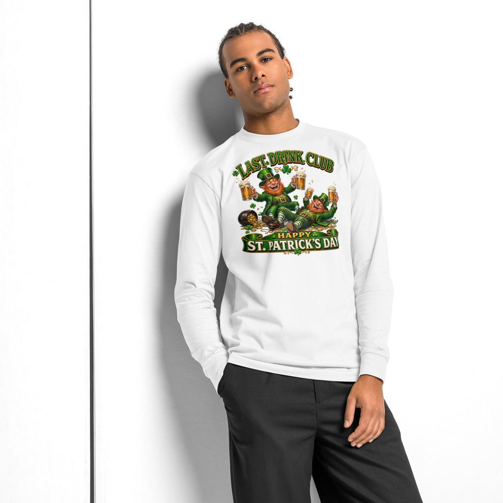St. Patrick’s Day Last Drink heavyweight long sleeve t-shirt — White — front