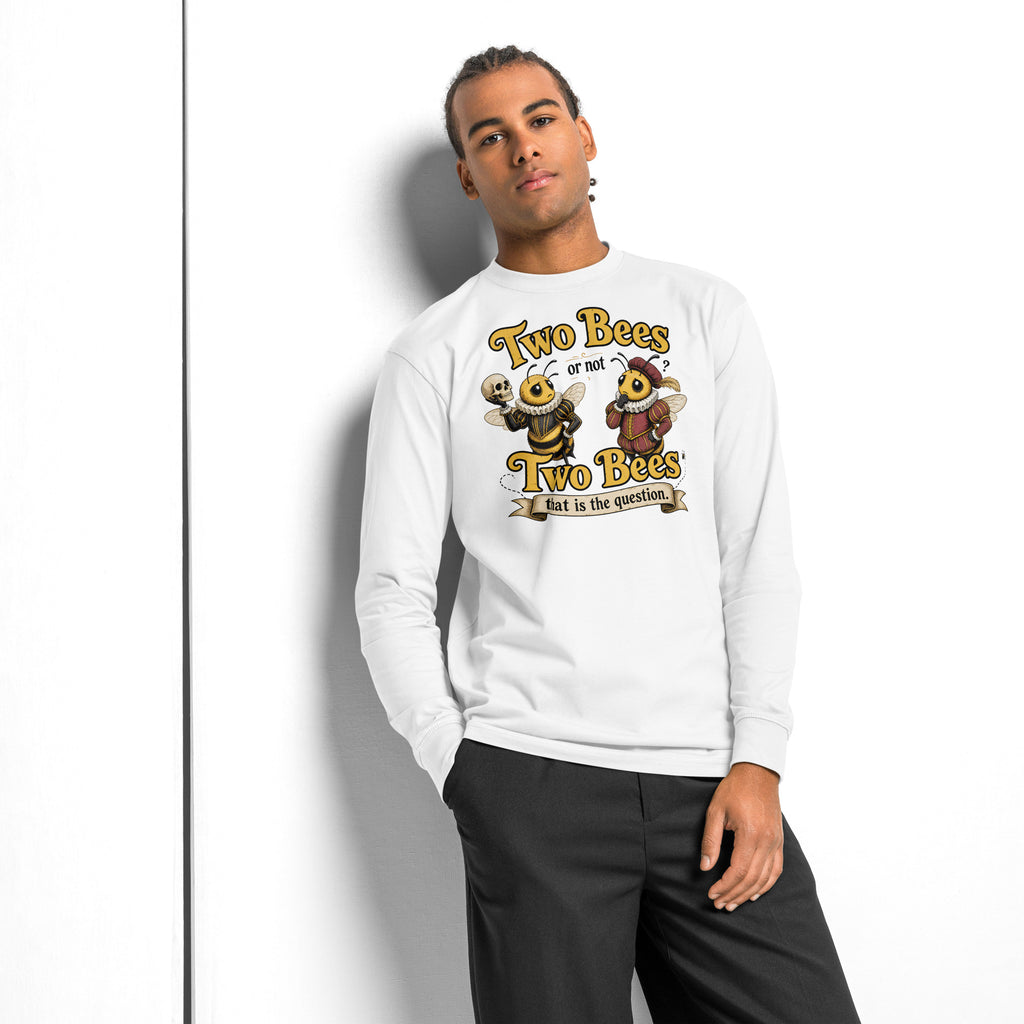 Two Bees heavyweight long sleeve t-shirt — White — front