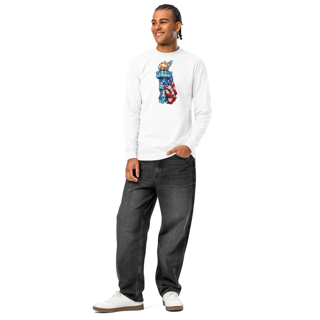 USA Liberty Ice Torch heavyweight long sleeve t-shirt — White — front