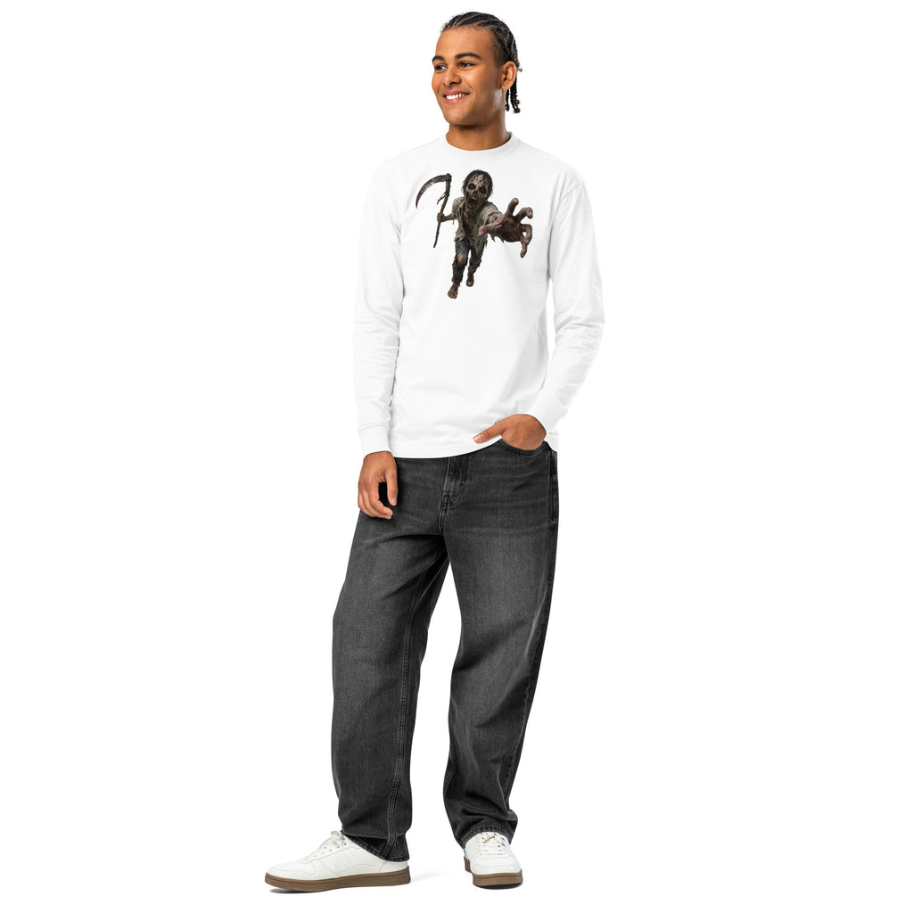Zombie Run heavyweight long sleeve t-shirt — White — front