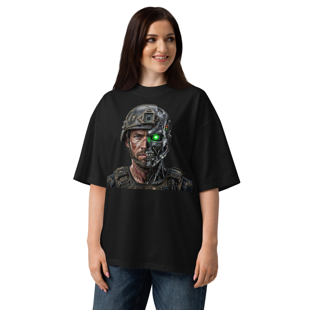 Borg Soldier Unisex organic oversized high neck t-shirt — Black — front