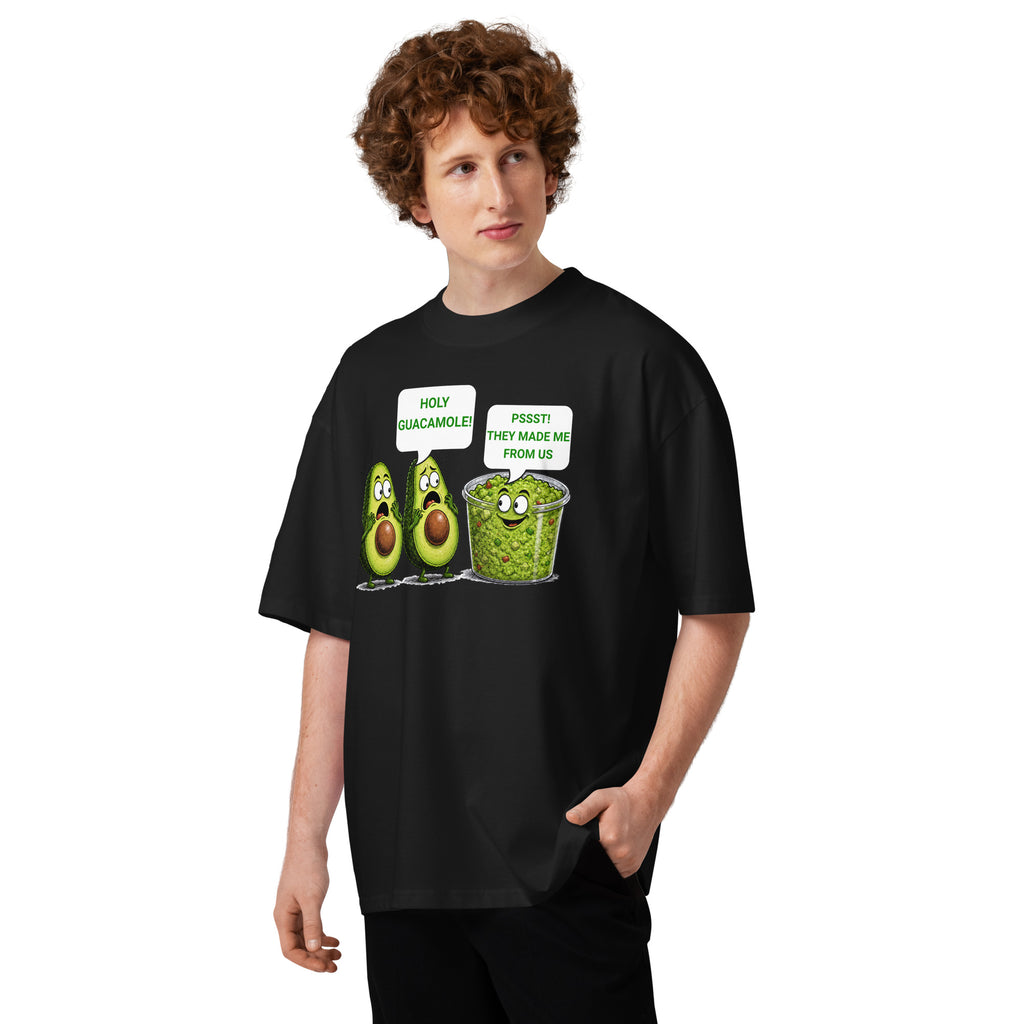 Holy Guacamole Unisex organic oversized high neck t-shirt — Black — front