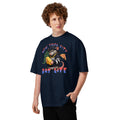 NYC Rat Life Unisex organic oversized high neck t-shirt — French Navy — front