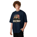 9/11 Never Forget Unisex organic oversized high neck t-shirt — French Navy — front