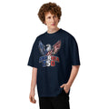 American 250 Unisex organic oversized high neck t-shirt — French Navy — front