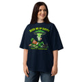 Beer Me Up St Pats Day Unisex organic oversized high neck t-shirt — French Navy — front