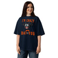 Crazy Bat You Unisex organic oversized high neck t-shirt — French Navy — front