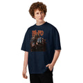 Dark FAFO Unisex organic oversized high neck t-shirt — French Navy — front