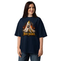 Halloween Banana Unisex organic oversized high neck t-shirt — French Navy — front